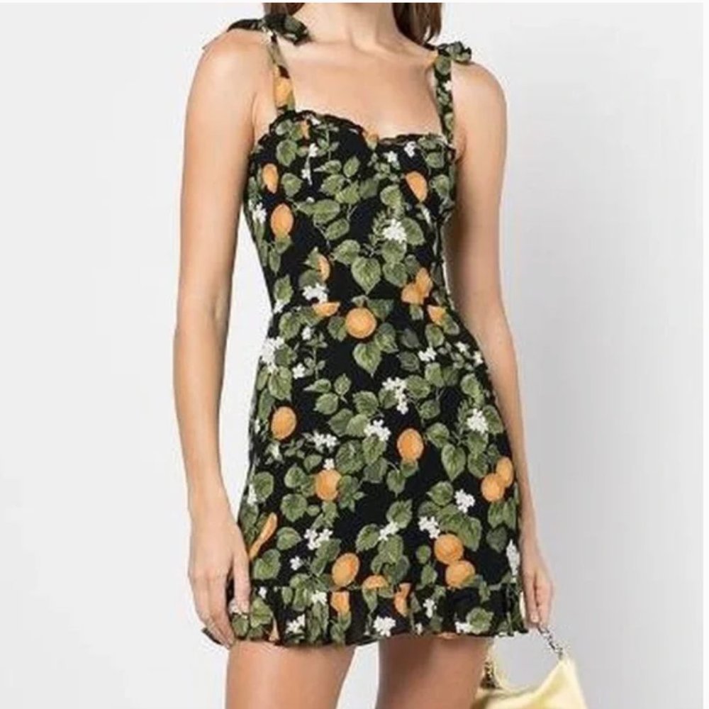 Reformation Christine Dress In Clementine Lemon Print Gem